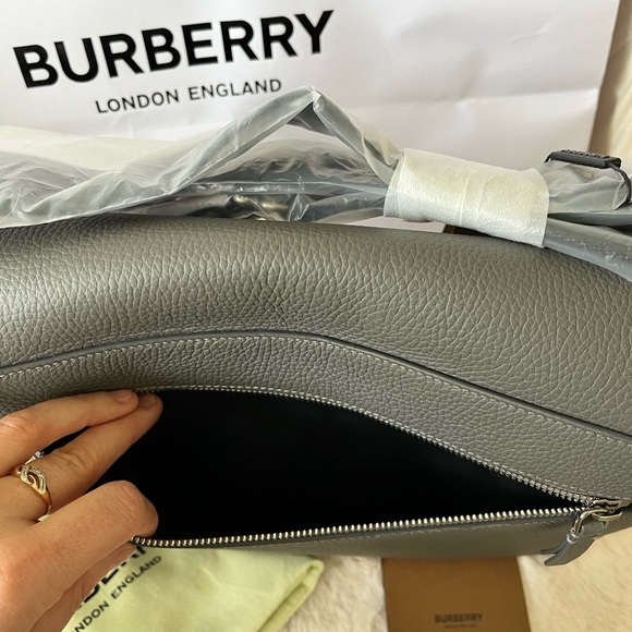 Burberry Grey Embossed Logo Messenger Bag - Picture 7 of 14